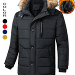 KZZ Men's Contrast Faux Fur Trim Hooded Jacket