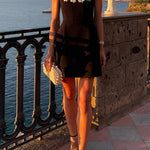 Margovil 3D Floral Neck Backless Mini Cami Dress