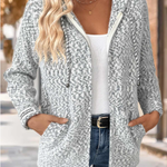 Grey Tummy Coverage Geometric Print Long Sleeve Hooded Cardigan