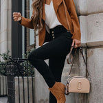 Margovil Zip Up Pocketed Faux Suede Moto Jacket(in 7 Colors)