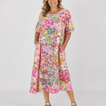 ELENA™ - ELEGANT FLORAL SUMMER MIDI DRESS