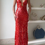 Margovil V Neck Cut Out Sequin Bodycon Maxi Cami Party Dress