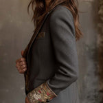 Vintage Floral Print Contrast Blazer