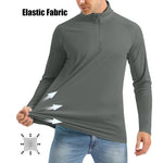 KZZ Men's  Zip Shirt  Quick Dry Lightweight Long Clothing Sports Casual Wear
