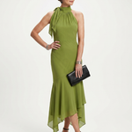 Winifred | Draped Halter Keyhole Midi Dress