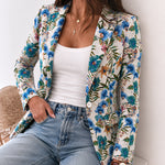 Women's Vintage Floral Jacquard Blazer Elegant Single Breasted Lapel Collar Coat