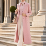 Elegant Classic Lapel Single-breasted Long Tweed Coat