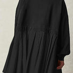 Fake two piece solid color color matching loose pleated dress