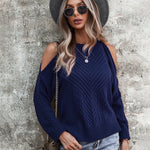 Nadorine Cable Knit Cold Shoulder Sweaters