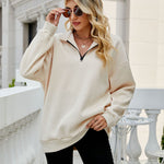 Oversized Half Zip Pullover Long Sleeve Sweatshirt