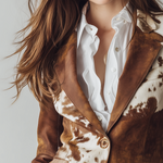 Vintage Cow Skin Printted Eco-friendly Suede Blazer