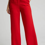 Red slimming wide-leg pants