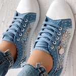 Floral Pattern Embroidery Dot Print Sneakers