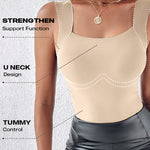 Chicme Contourx 2 Piece U Neck Shapewear Built In Bra Tank High Strechy Sleeveless Slim Fit Tops Camisole