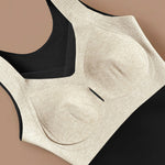 Sheer Mesh Spliced V Neck Sleeveless Built In Bra Tank Casual Warm Fleece Lined Slim Fit Top