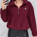 Stand Collar Zipper Design Casual Sweatshirt