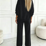 Women's 2 Piece Sweatsuit Set Mock Neck Zip Sweatshirt and High Waisted Straight Leg Sweatpants Casual Loungewear