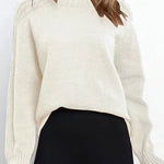 Casual Solid Patchwork Turtleneck Tops