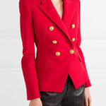 Long Sleeves Buttoned Notched Collar Blazer Outerwear