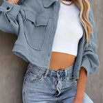 Women's Waffle Cardigan Short Top Jacket