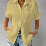 Short Sleeve Button Down Camp T-Shirts Casual Plus Size Tops