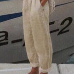 Nadorine Casual Baggy Elastic Waist Trouser Wide Leg Pant With Pocket