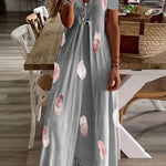 Viana Contrast Lace Printed Cold Sleeve Straight Maxi Dress