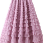 Regal Reverie Tiered Elastic Waist Tulle Maxi Skirt