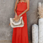 Solid Color Tube Top Stitching Backless Long Dress Strapless Backless Robe Dress