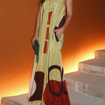 Loose Sleeveless Elasticity Printed Split-Joint Tube Evening Dresses Maxi Dresses