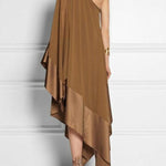 Loose Asymmetric Split-Joint One-Shoulder Maxi Dresses