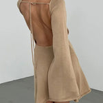 Nadorine Elegant Backless Lace-up Bell Sleeve Mini Dress for Women Casual Going Out Summer 2026