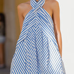 Nautical Stripe Halter Neck Maxi Dress