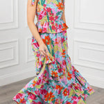 Multicolour Boho Floral Print Knot Strap Ruffle Layered Maxi Dress