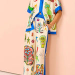 Funny Graffiti Print Casual Two-piece Set