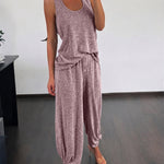 Women's 2 Piece Set U-Neck Tank Top and Straight Leg Pants Casual Loungewear