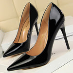 Pointed-Toe Shallow Cut Solid Color Pumps Scarpin Salto