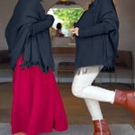 Tassel Design Long Sleeve Slit Cardigan Fashion Versatile Warm Cape Shawl