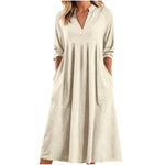 Amber™ | Elegant Midi Dress with Pockets
