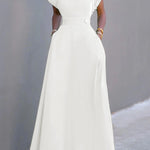 Flying Sleeves Solid Color Split-Joint V-Neck Evening Dresses Maxi Dresses