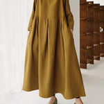 Nadorine Women's Dress Loose Casual Baggy Oversized Long Sleeve Midi Dress