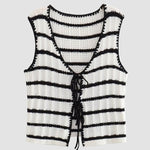 Nadorine Crochet Striped Vest Top Striped Knit Pants Set