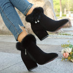 Cassidy | Plush-Trim Block Heel Ankle Boots