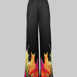 Loose Wide Leg Flower Print Pants Trousers