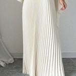 Cape Loose Floral Printed Pleated Split-Joint Round-Neck Evening Dresses Maxi Dresses