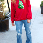 Christmas Tree Holiday Sequined Casual Loose Sweatshirt