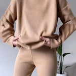 Nadorine Chic Turtleneck Top and Slim Trousers Two-piece Set