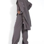 Nadorine Casual Slim Fit Long Blazers Collar Open Front Jacket with Pockets