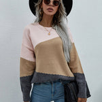 Drop Shoulders Color Block Sweater