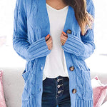 Knitted Solid Color Button Down Chunky Outwear Cardigan